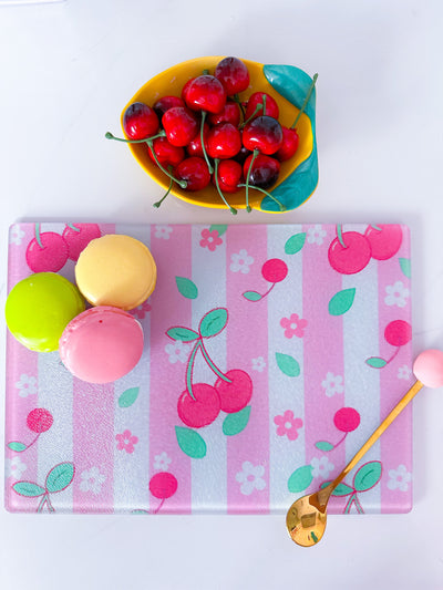 Cherry Glass Chopping Board | Cherry Worktop Saver - firstorganicbaby