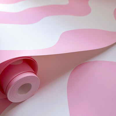 On The Same Wavelength Wallpaper in Pink Candy - firstorganicbaby