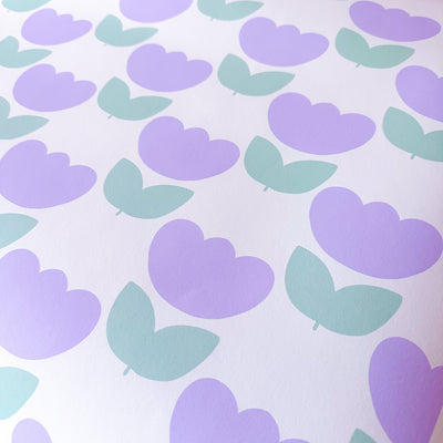 Marta’s Tulips Wallpaper in Lavender and Pistachio - firstorganicbaby