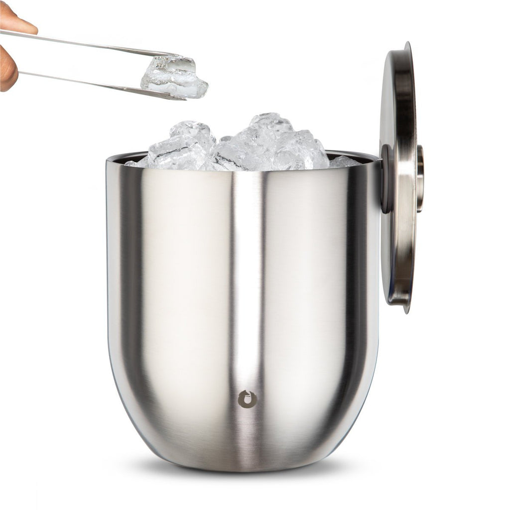 Stainless Steel Ice Bucket with Lid and Tongs, Steel