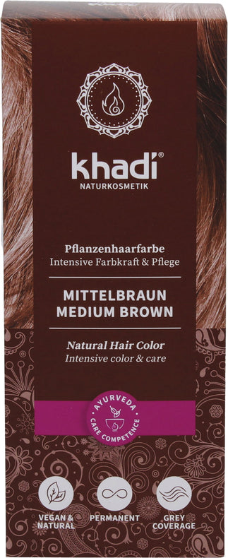 Khadi natural products medium -brown plant hair color, 100g - firstorganicbaby