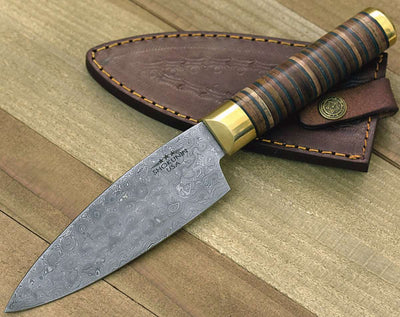 Majestic Chef's Knife with Stacked Leather Handle
