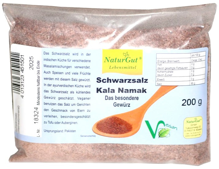 NaturGut black salt Kala Namak refill bag, 200g - firstorganicbaby