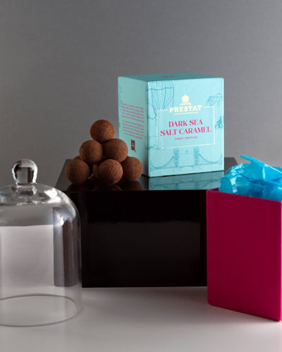 Prestat Dark Sea Salt Caramel Truffles And Medium Cloche Gift Set - firstorganicbaby