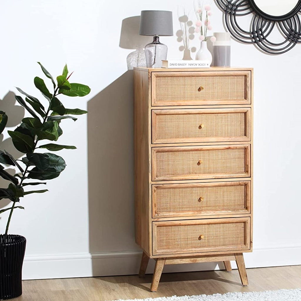 31% off, SP0301Q, Raphia Tall Chest 5 Drawers, Natural - firstorganicbaby