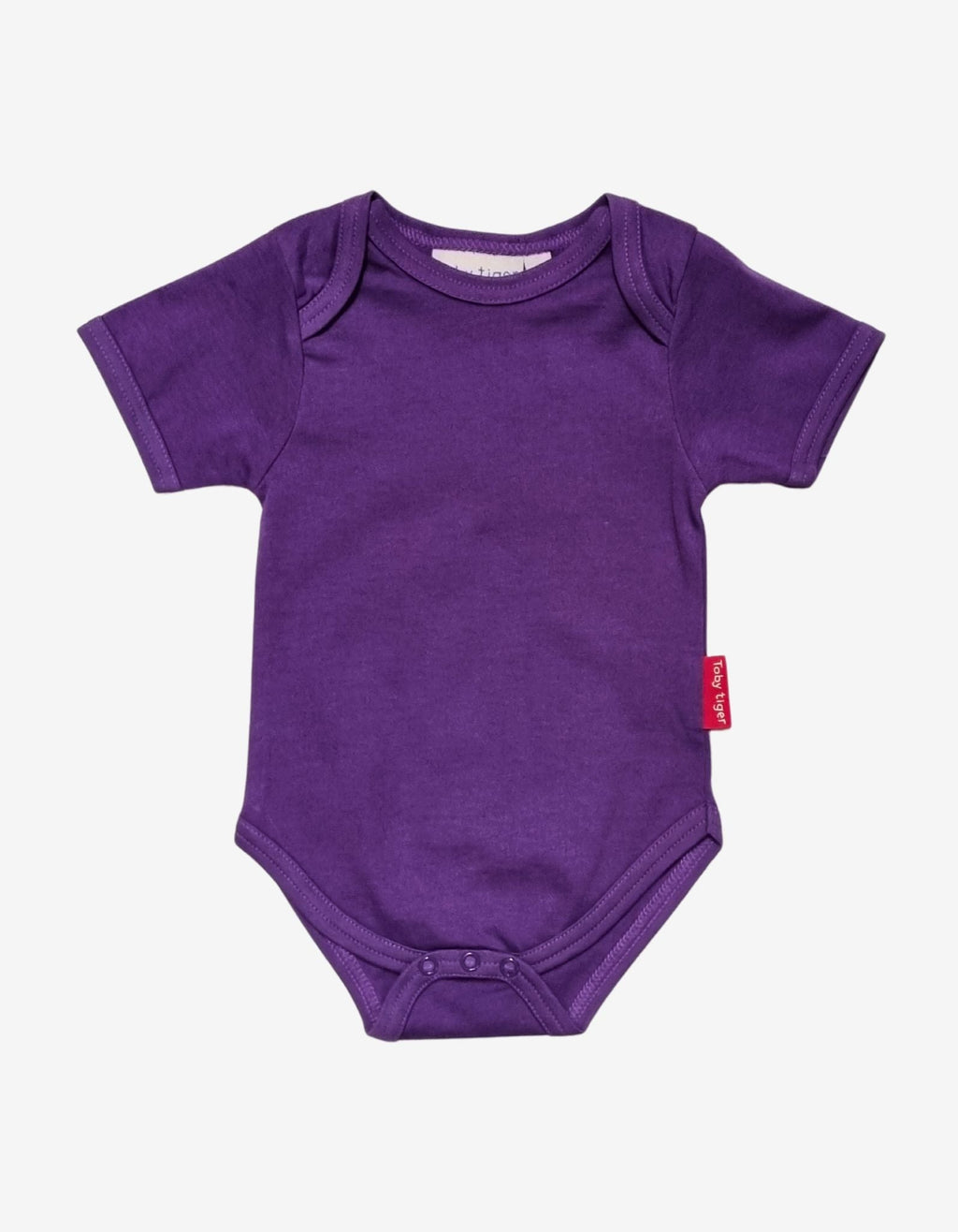 Organic Purple Basic Short-Sleeved Baby Body - firstorganicbaby