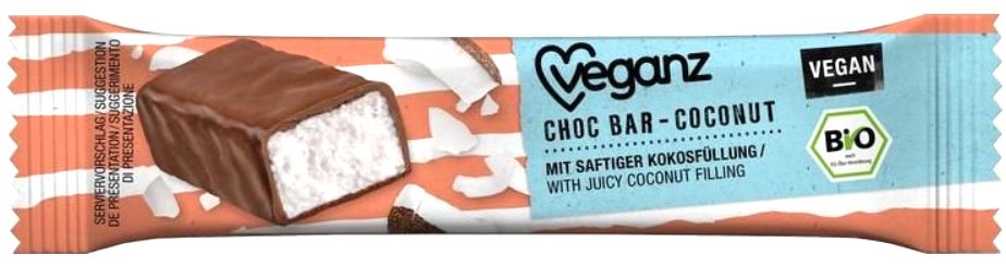 18 x Veganz Aktion Choc Bar Coconut, 35g